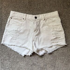 Billabong White Distressed Denim Shorts- size 10